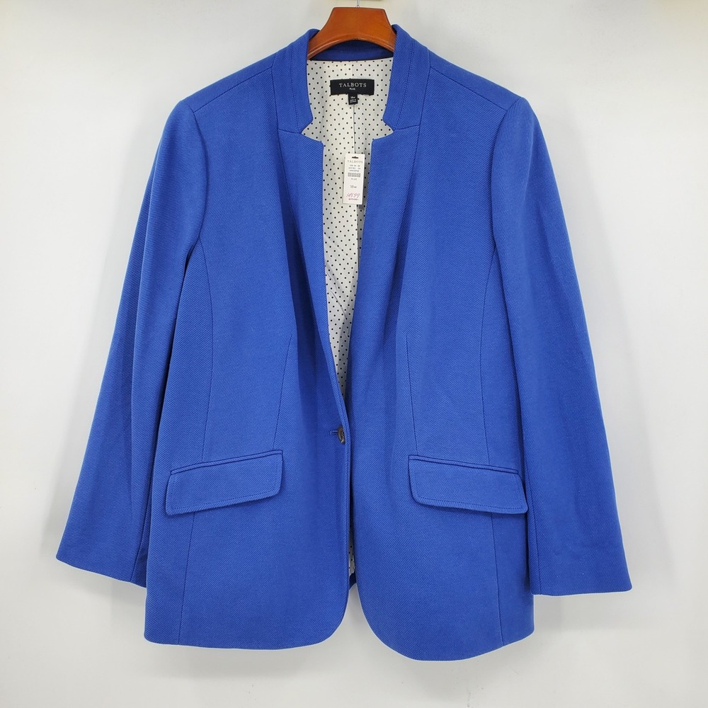 NWT Talbots Plus Blue Notched Collarless Blazer Size 18W Formal Career Office